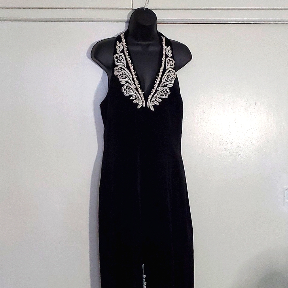 Escada vintage black velvet dress and bolero jacket